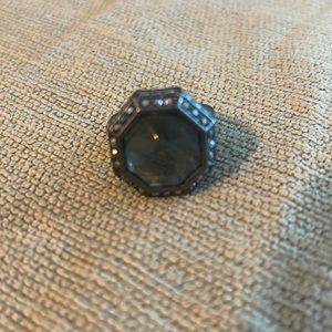 Lia Sophia Kiam collection black crystal with large black stone.